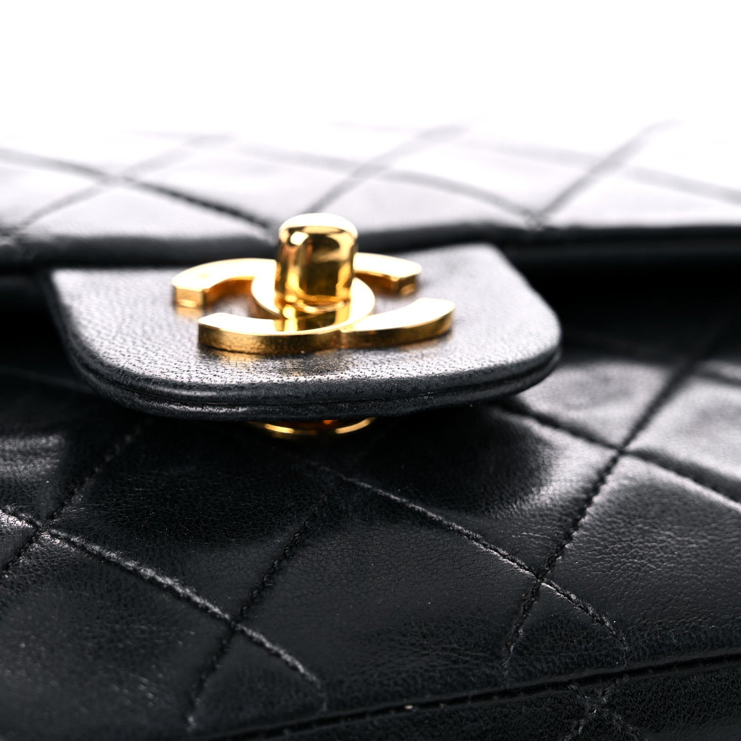 Lambskin Quilted Small Double Flap Black