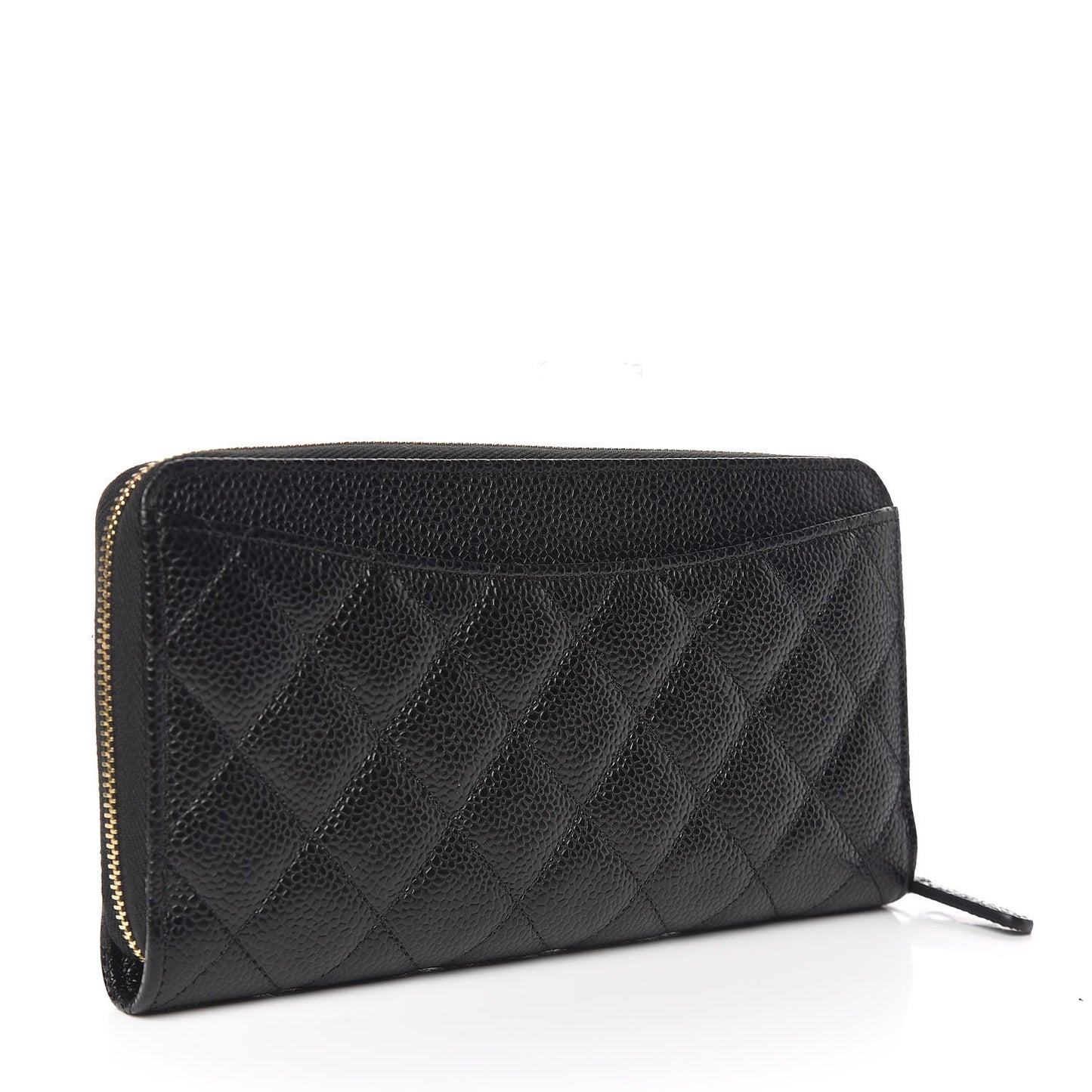 Caviar Quilted Large Gusset Zip Around Wallet Black