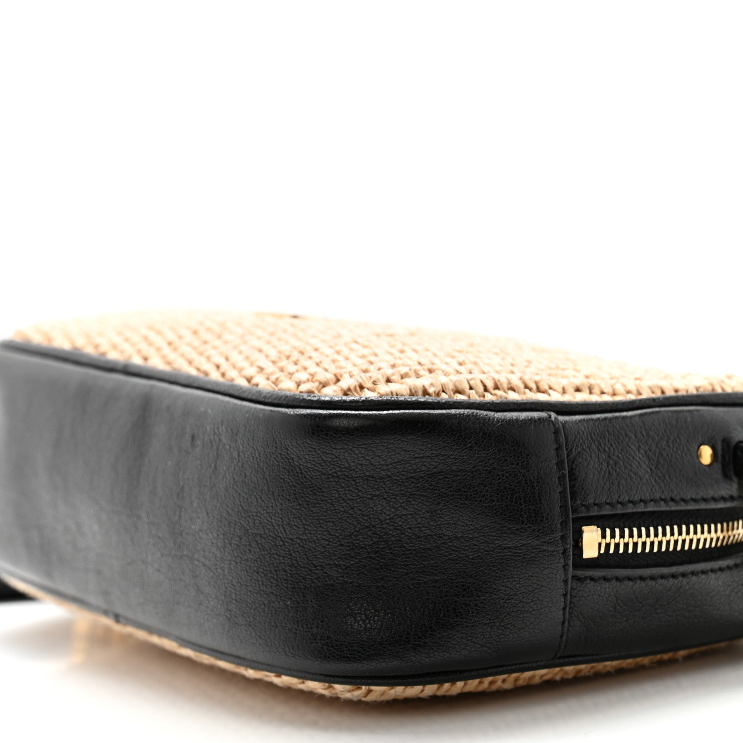 Saint Laurent Raffia Canvas Monogram Mini Lou Camera Bag Beige Black 10 of 13