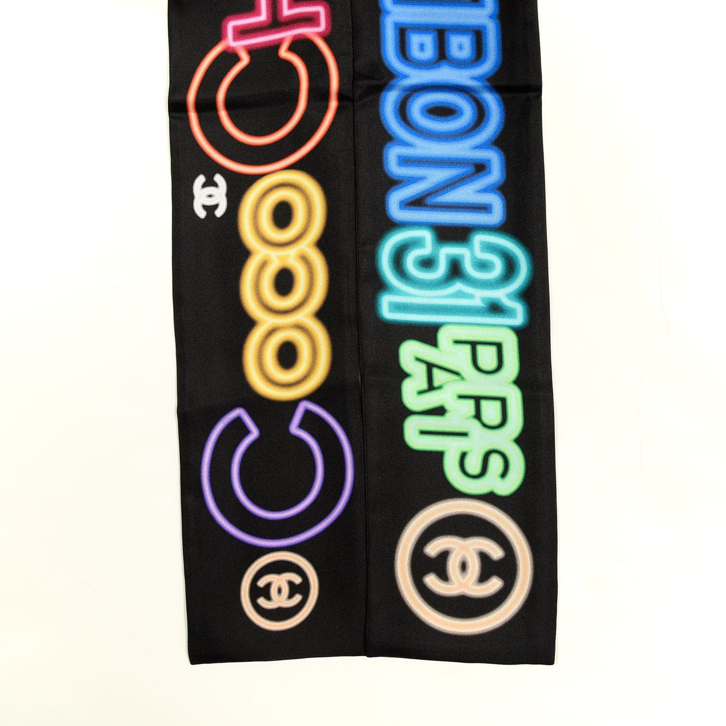 Silk Neon CC Bandeau Scarf Black Multicolor