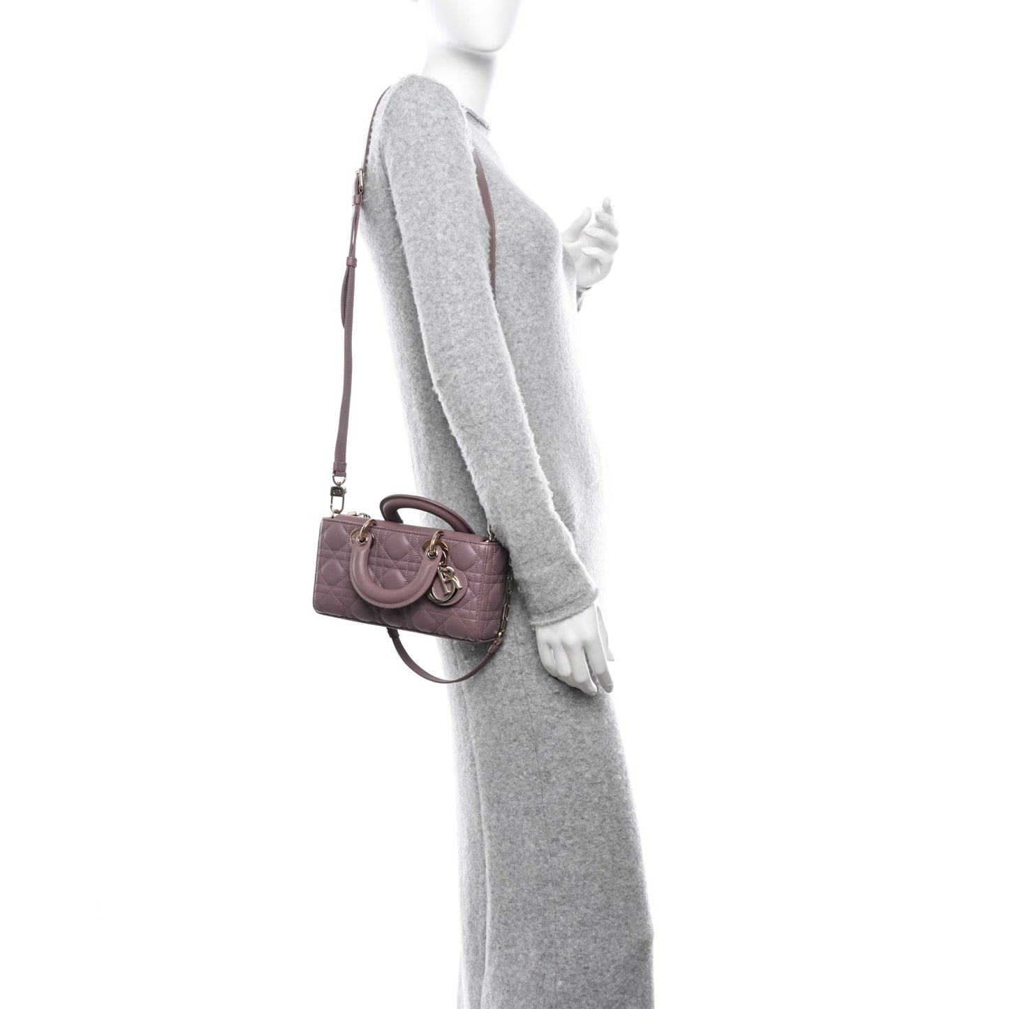 Lambskin Cannage Small Lady D-Joy Peony Pink