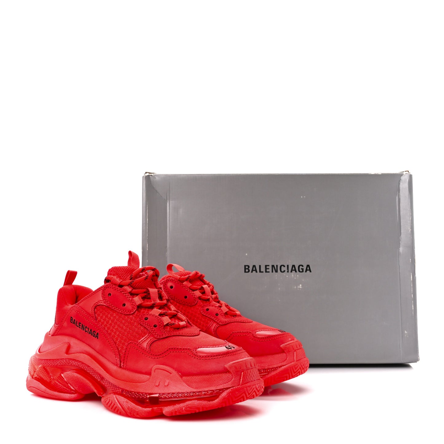 Fabric Mesh Clear Sole Mens Triple S Sneakers 40 Rouge Vif