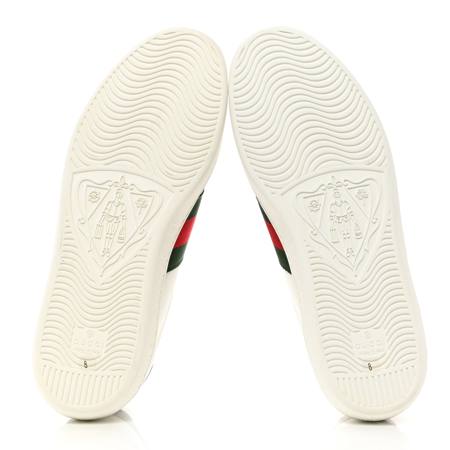 Calfskin Web Apple Embroidered Mens Ace Sneakers 8 White