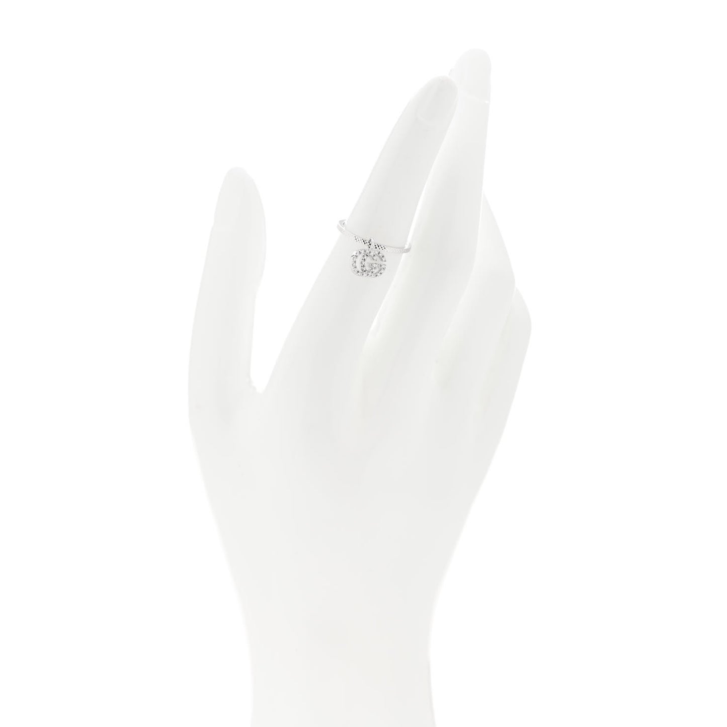 18K White Gold Diamond GG Running Charm Ring 51 5.75
