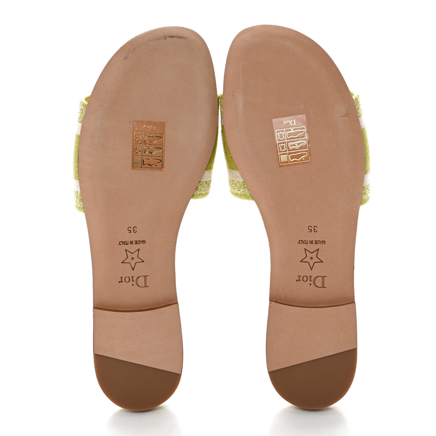 Christian Dior Canvas Check'N'Dior Pop Embroidered Dway Flat Slide Sandals 35 Chartreuse 5 of 10
