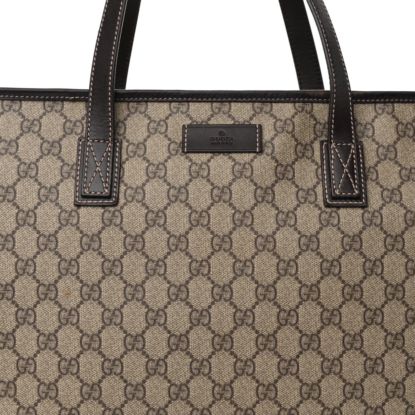 GG Supreme Monogram Medium Zippered Shopping Tote Dark Brown