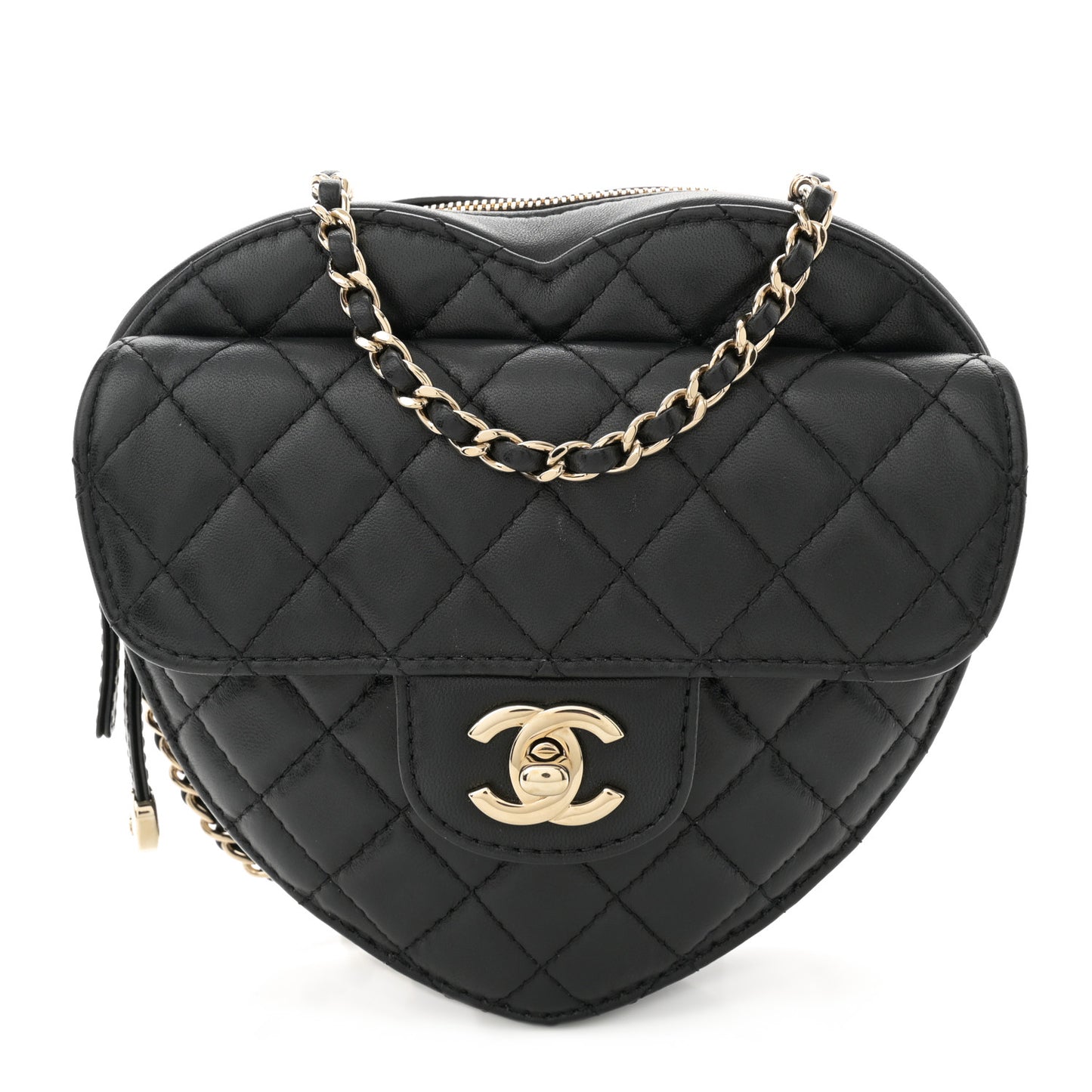 Lambskin Quilted CC In Love Heart Bag Black