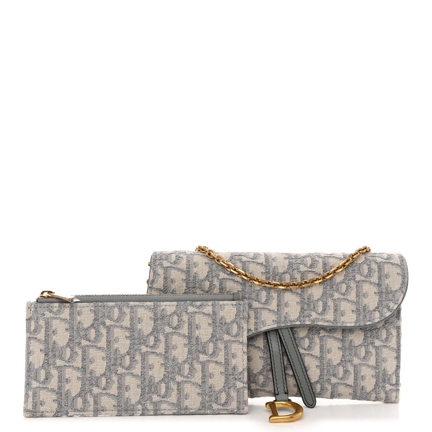 Oblique Saddle Chain Long Wallet Grey