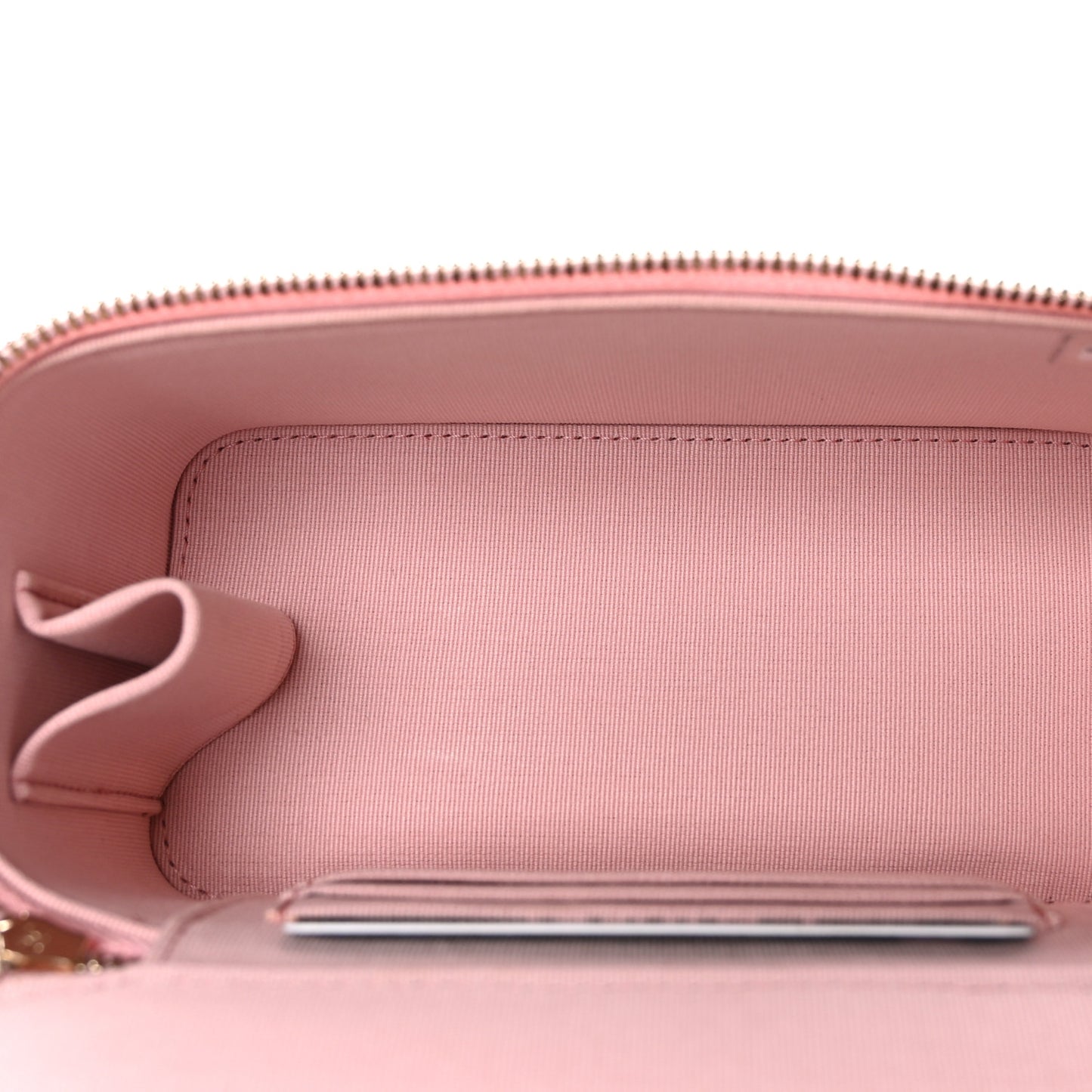 Caviar Quilted Small Vanity Case With Chain Pink
