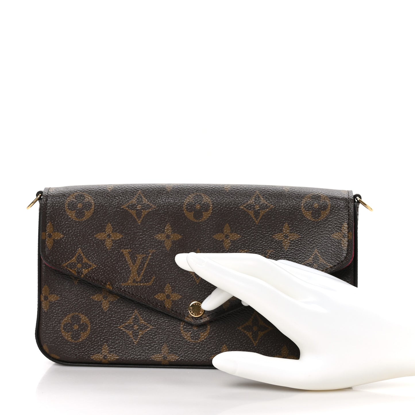 Monogram Pochette Felicie Chain Wallet Fuchsia