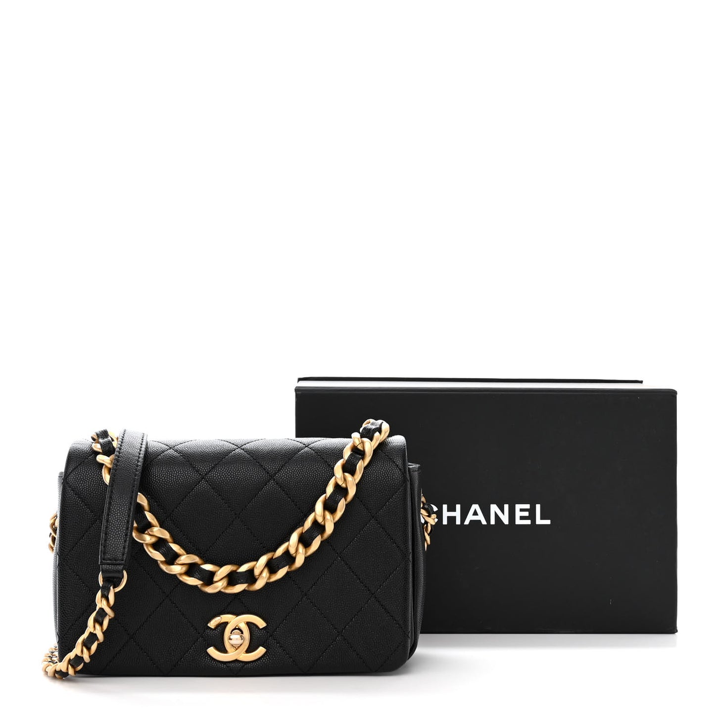 Caviar Quilted Small Fashion Therapy Flap Bag Black