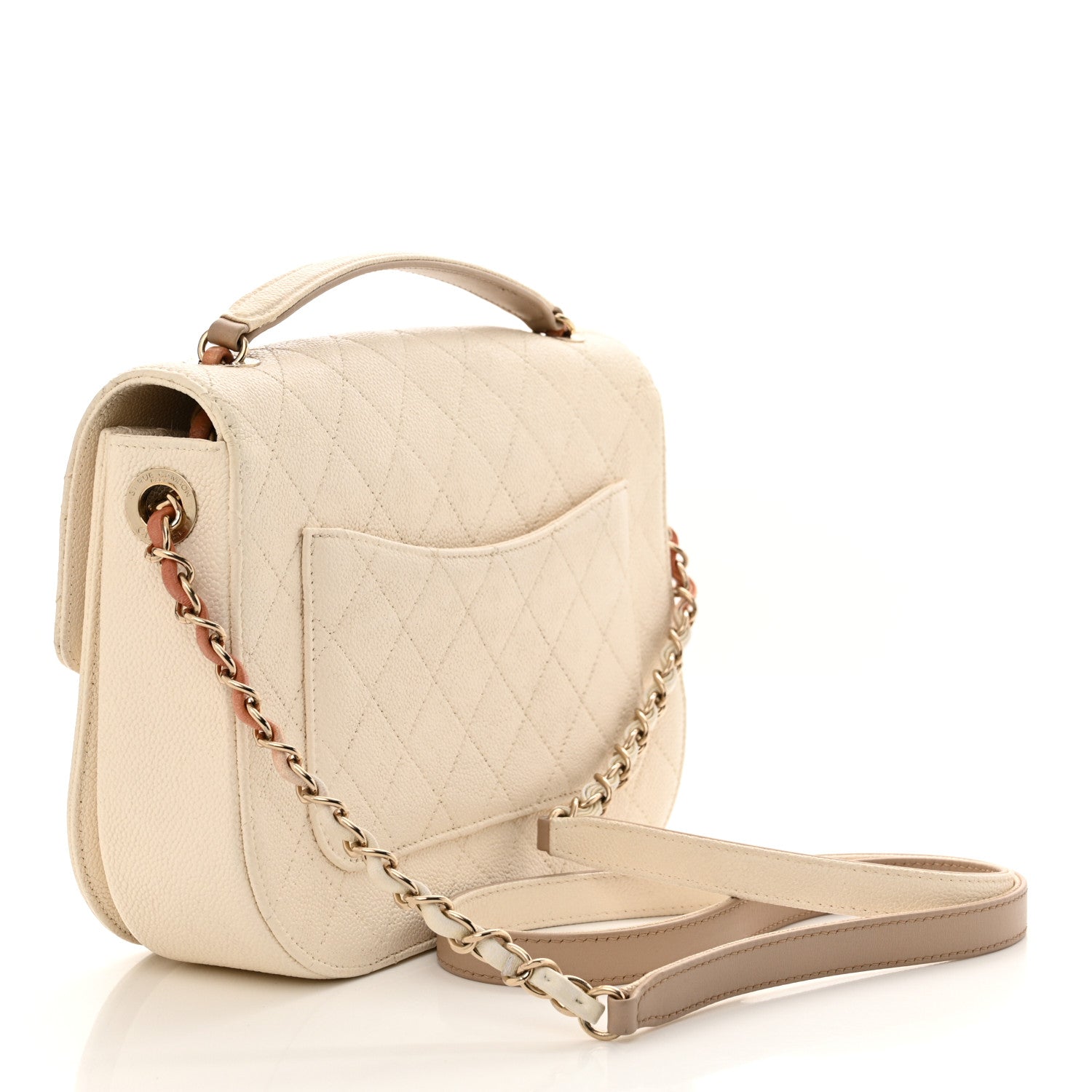 Chanel Grained Calfskin Quilted Small Cuba Top Handle Flap White 3 of 12