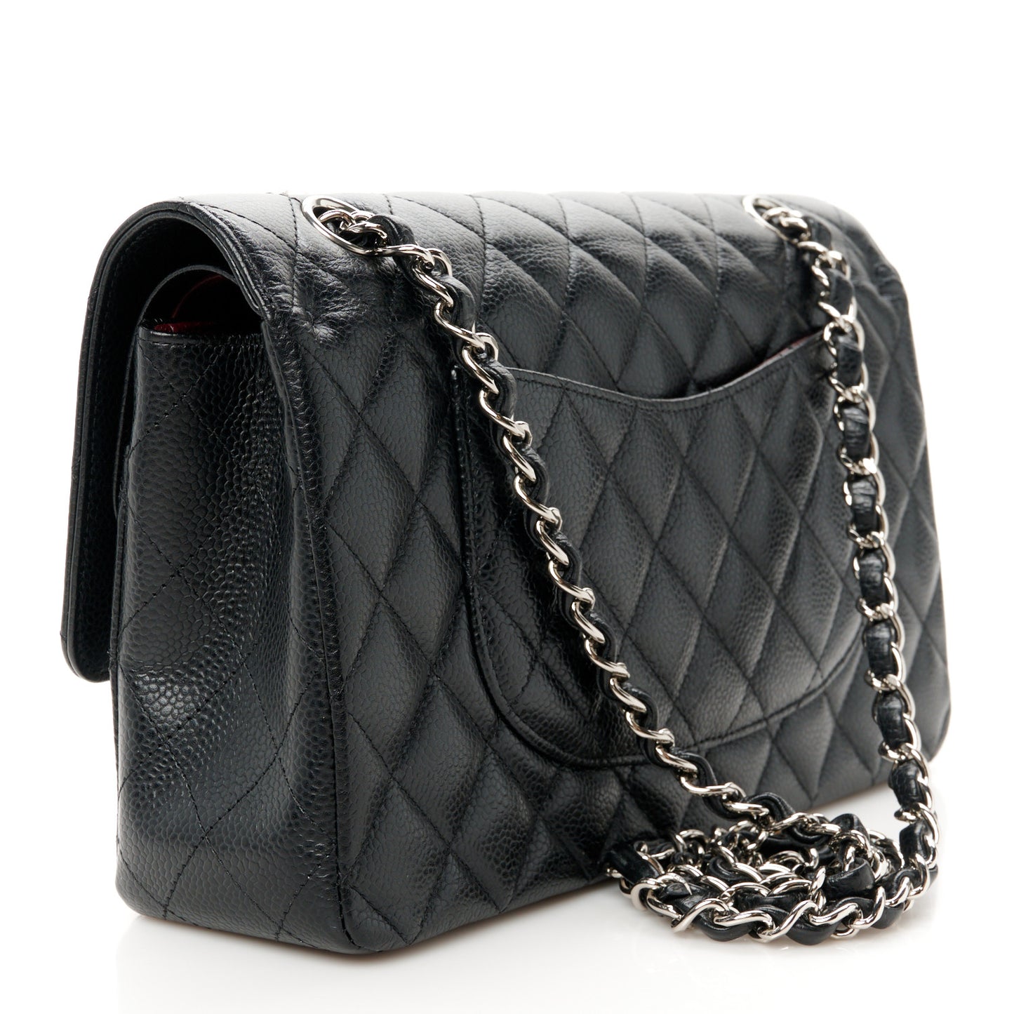 Caviar Quilted Medium Double Flap Black