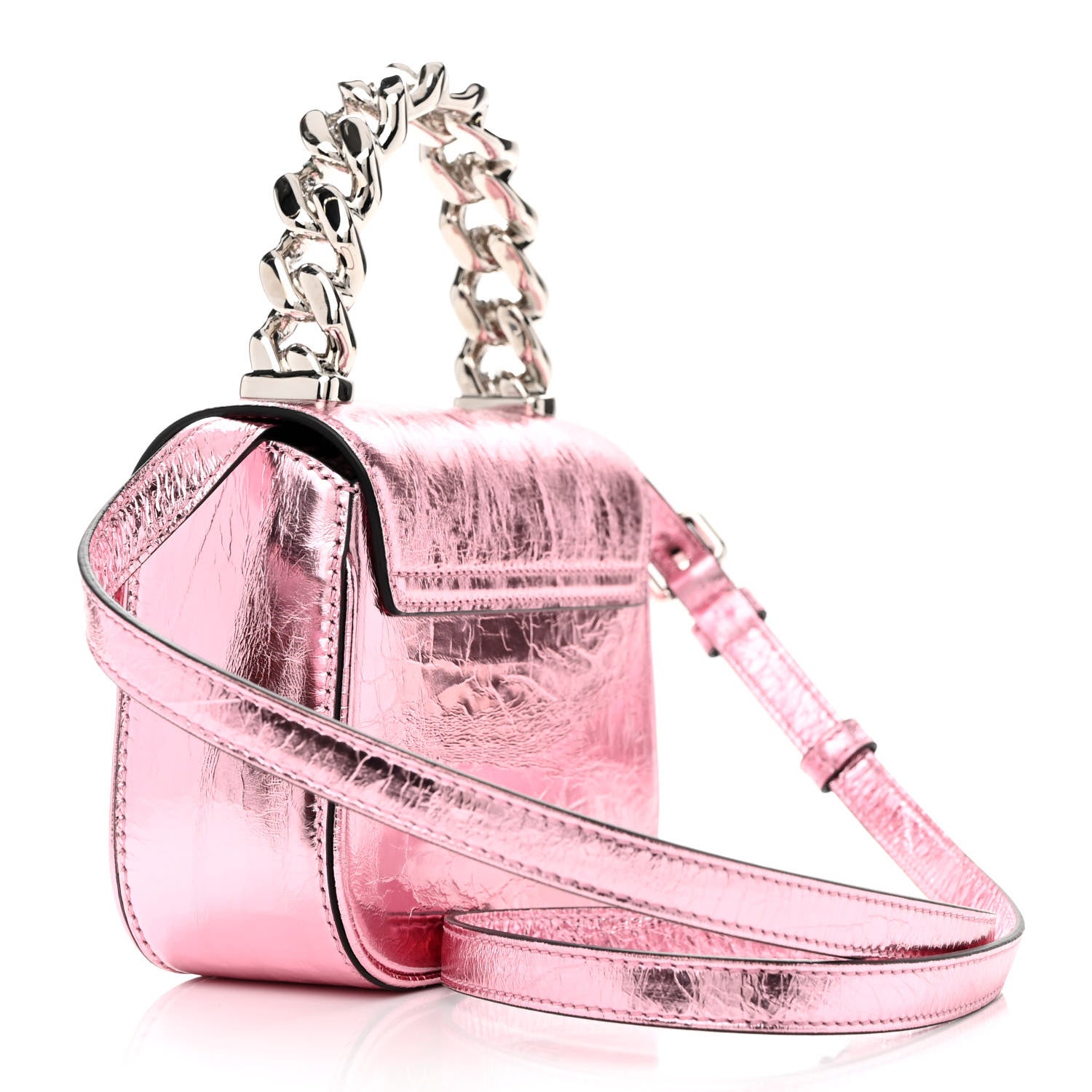 Versace Metallic Crackled Lambskin Mini La Medusa Bag Pink 3 of 11