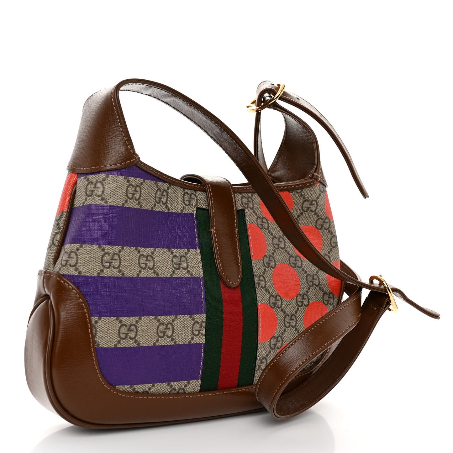 GG Supreme Monogram Azalea Calfskin Print Web Small Jackie 1961 Hobo Multicolor