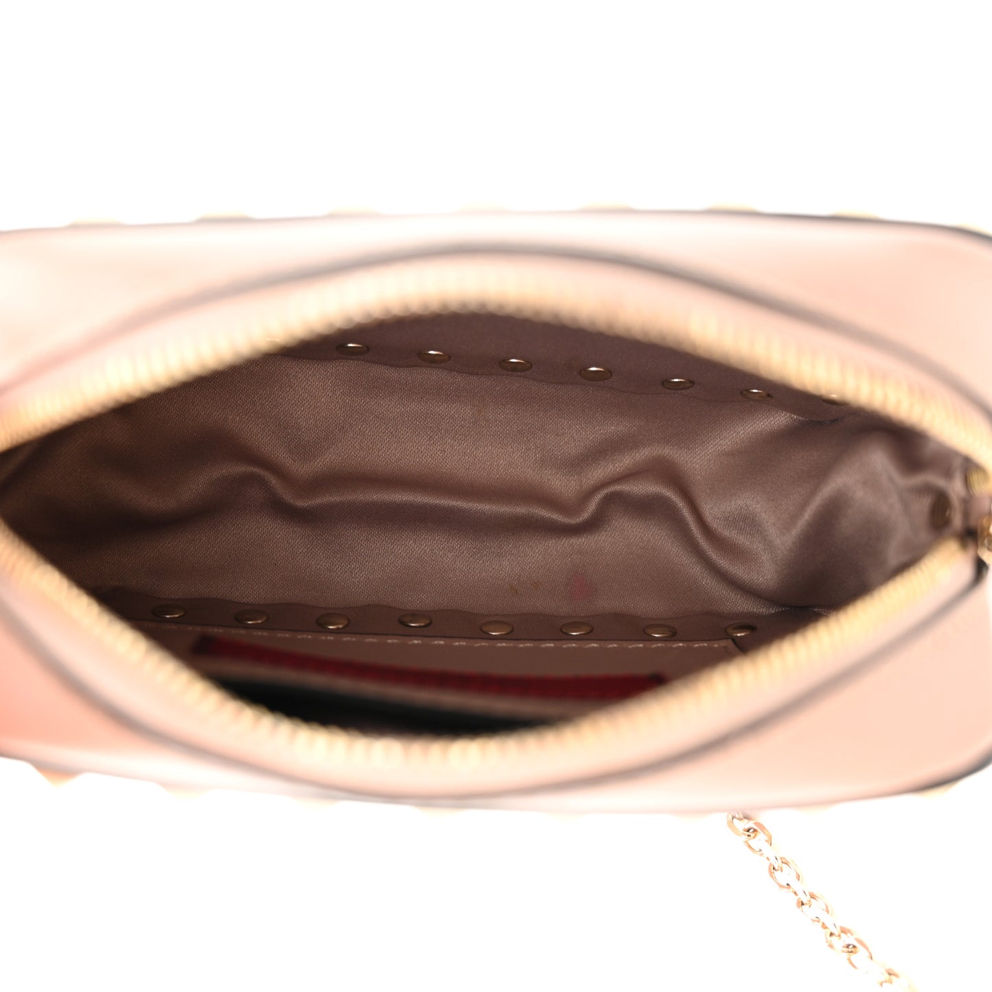 Calfskin Small Rockstud Chain Camera Crossbody Bag Poudre