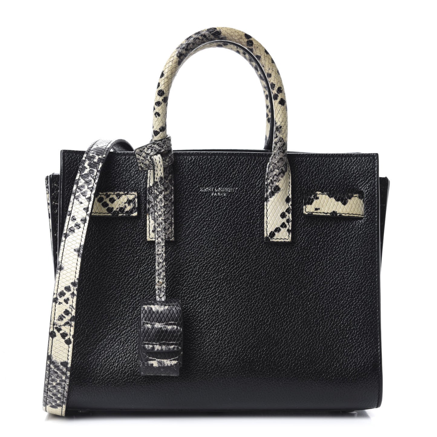 Grained Calfskin Python Embossed Nano Sac De Jour Black