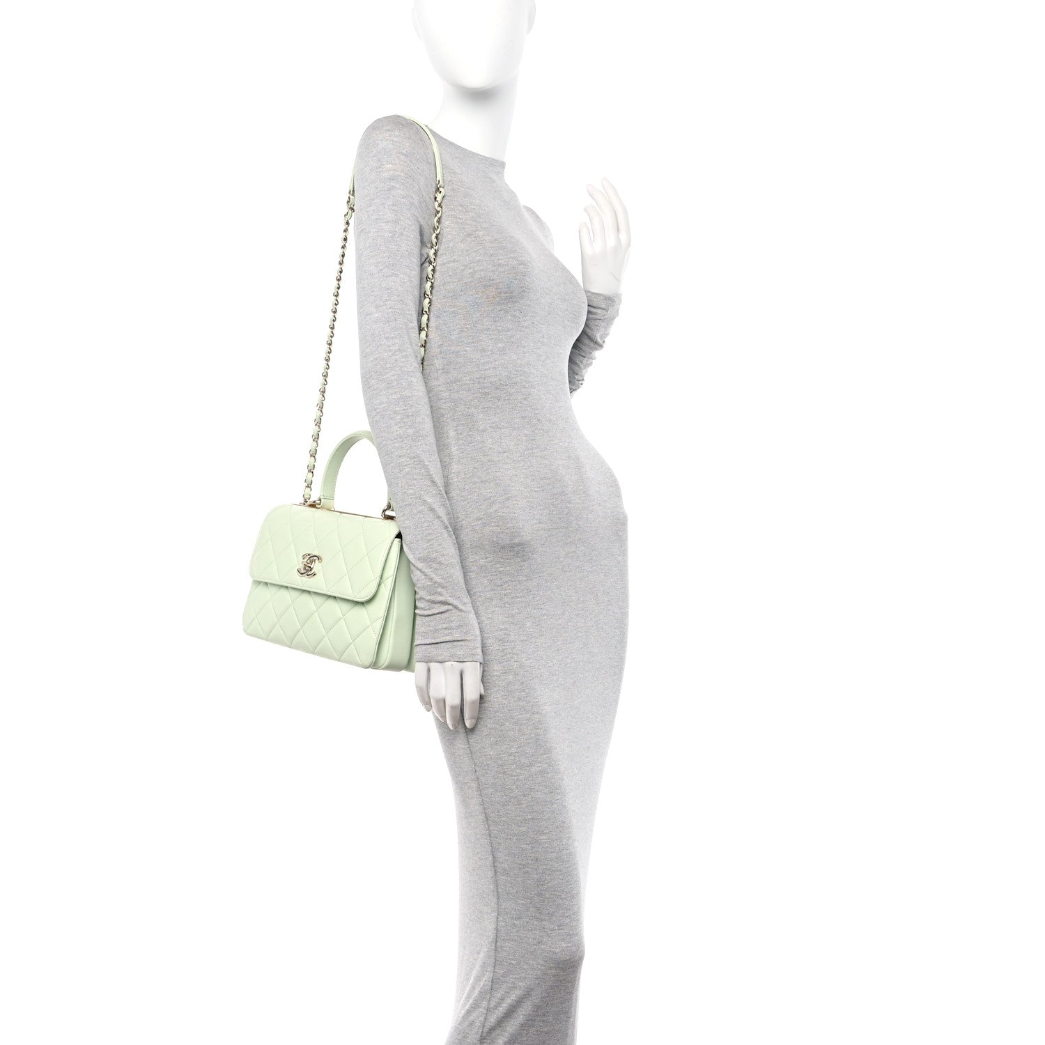 Chanel Lambskin Quilted Small Trendy CC Flap Dual Handle Bag Light Green 2 of 11