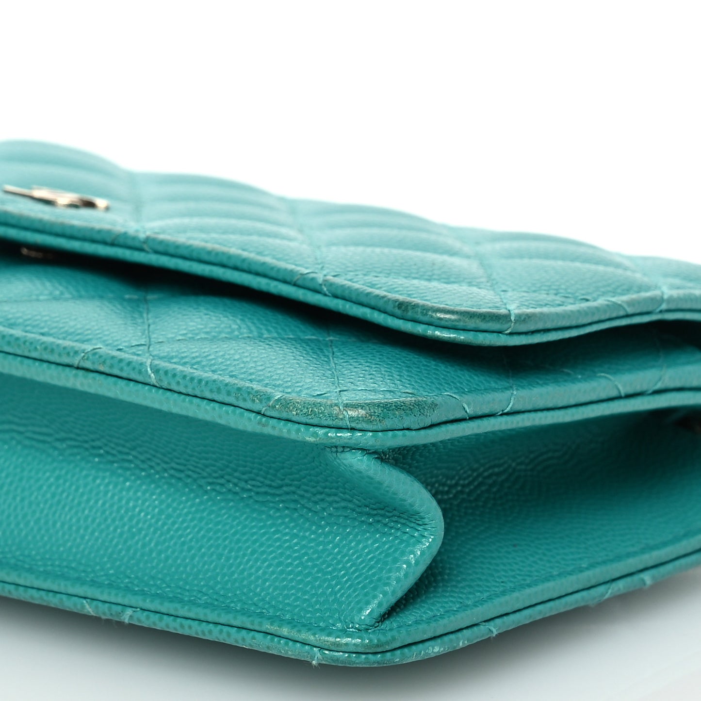 Caviar Quilted Wallet On Chain WOC Turquoise