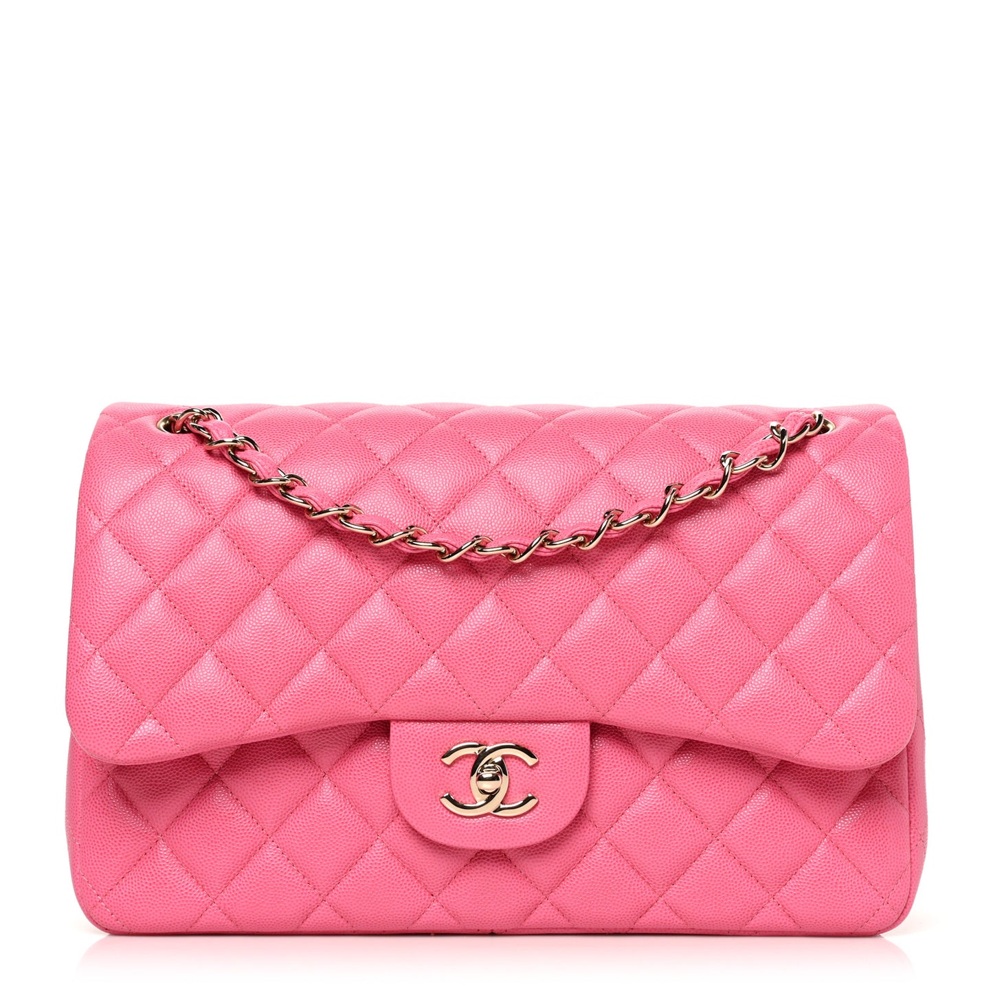 Caviar Quilted Jumbo Double Flap Pink