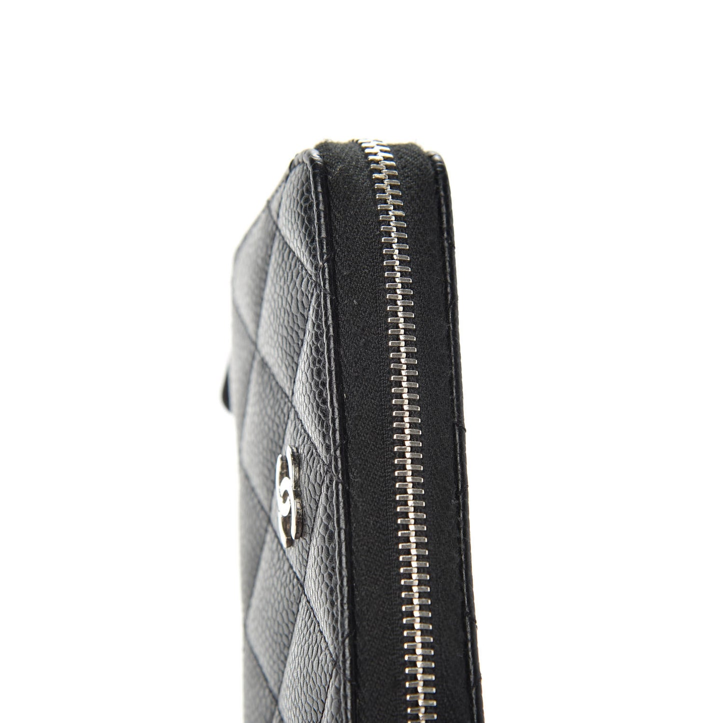 Caviar Quilted Zip Coin Purse Black