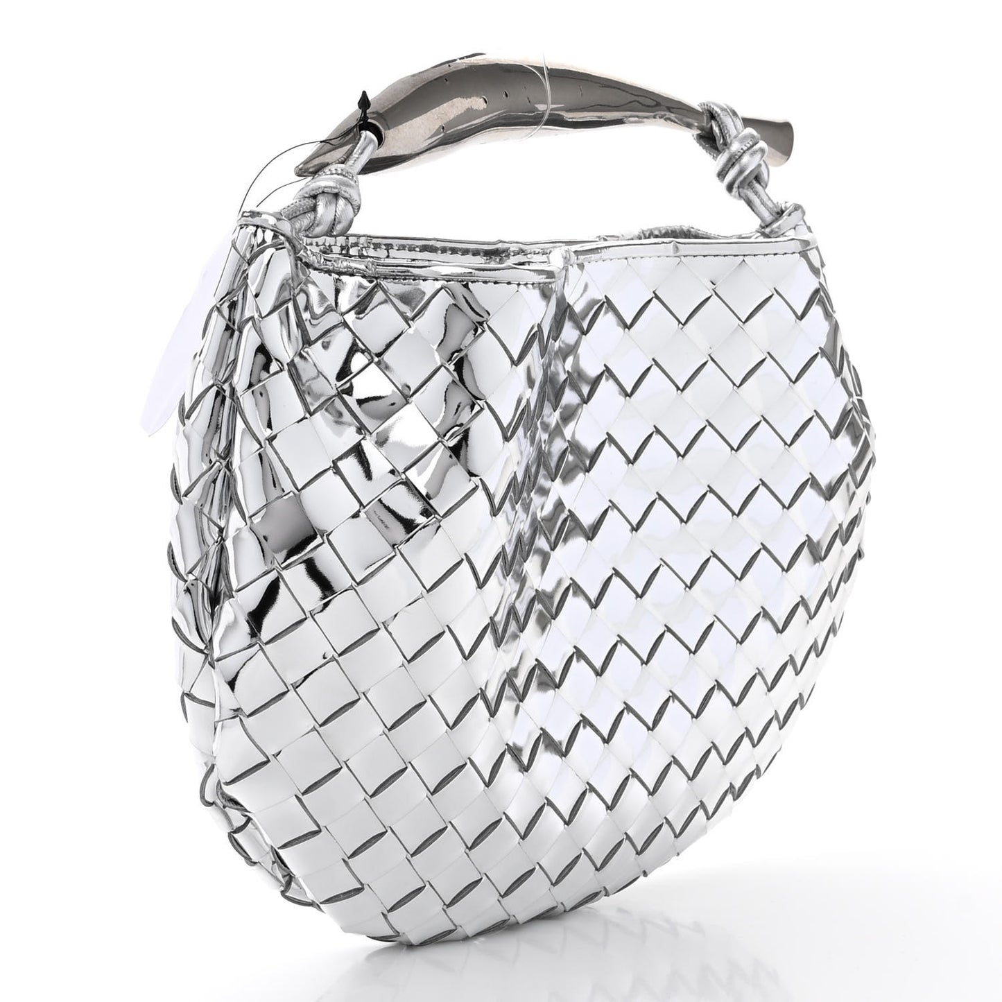 Mirror Laminated Nappa Intrecciato Sardine Bag Silver