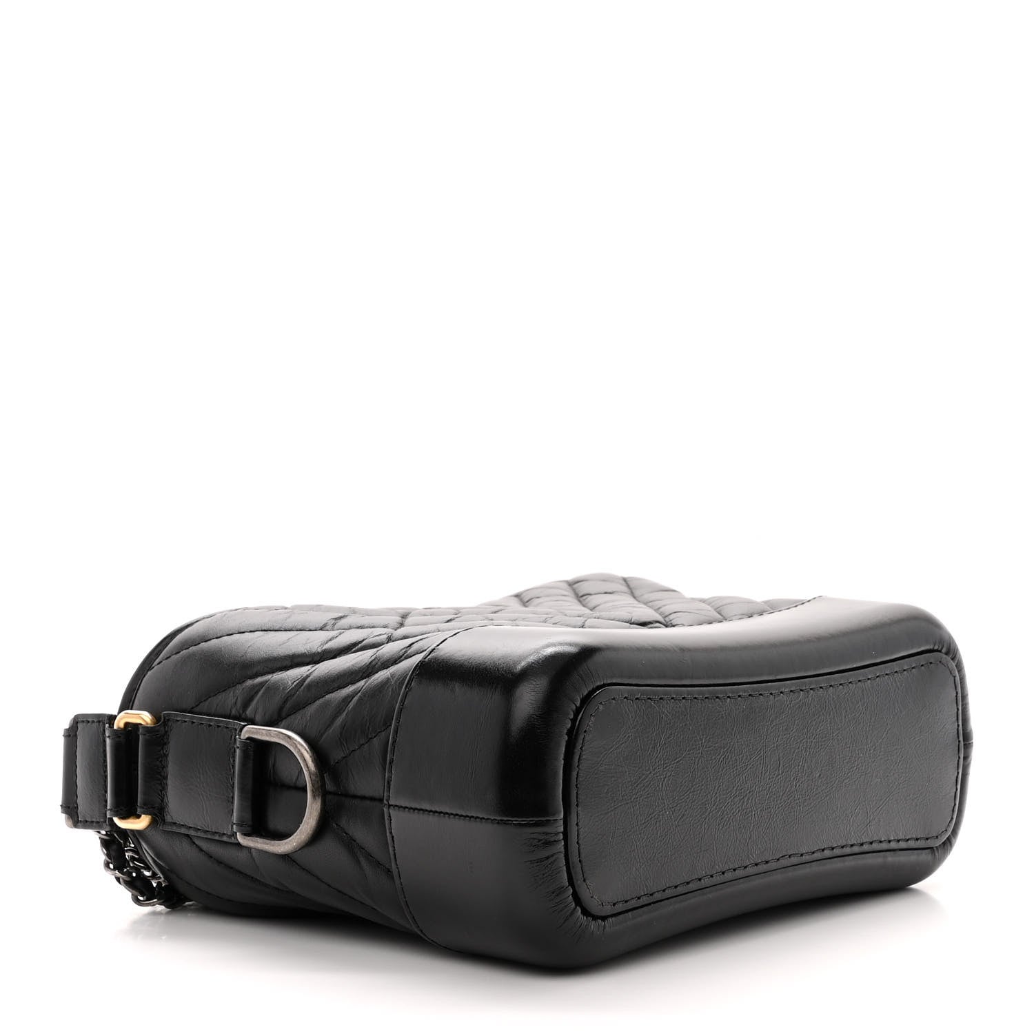 Chanel Aged Calfskin Chevron Quilted Small Gabrielle Hobo Black 4 of 11