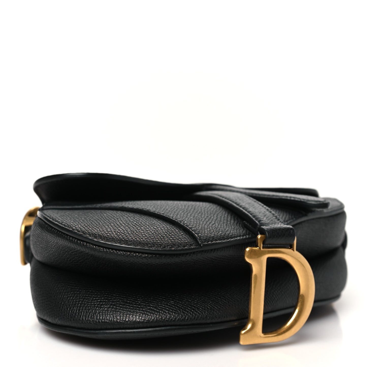 Grained Calfskin Mini Saddle Bag Black