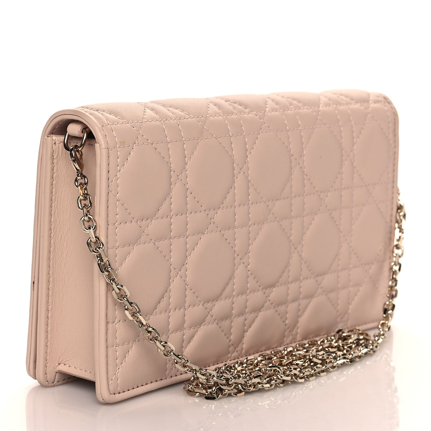 Lambskin Cannage Lady Dior Clutch Rose Poudre