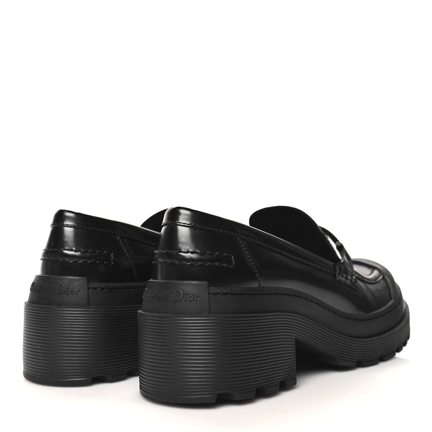 Brushed Calfskin Dior Code Lug Sole Platform 35mm Loafers 40 Black