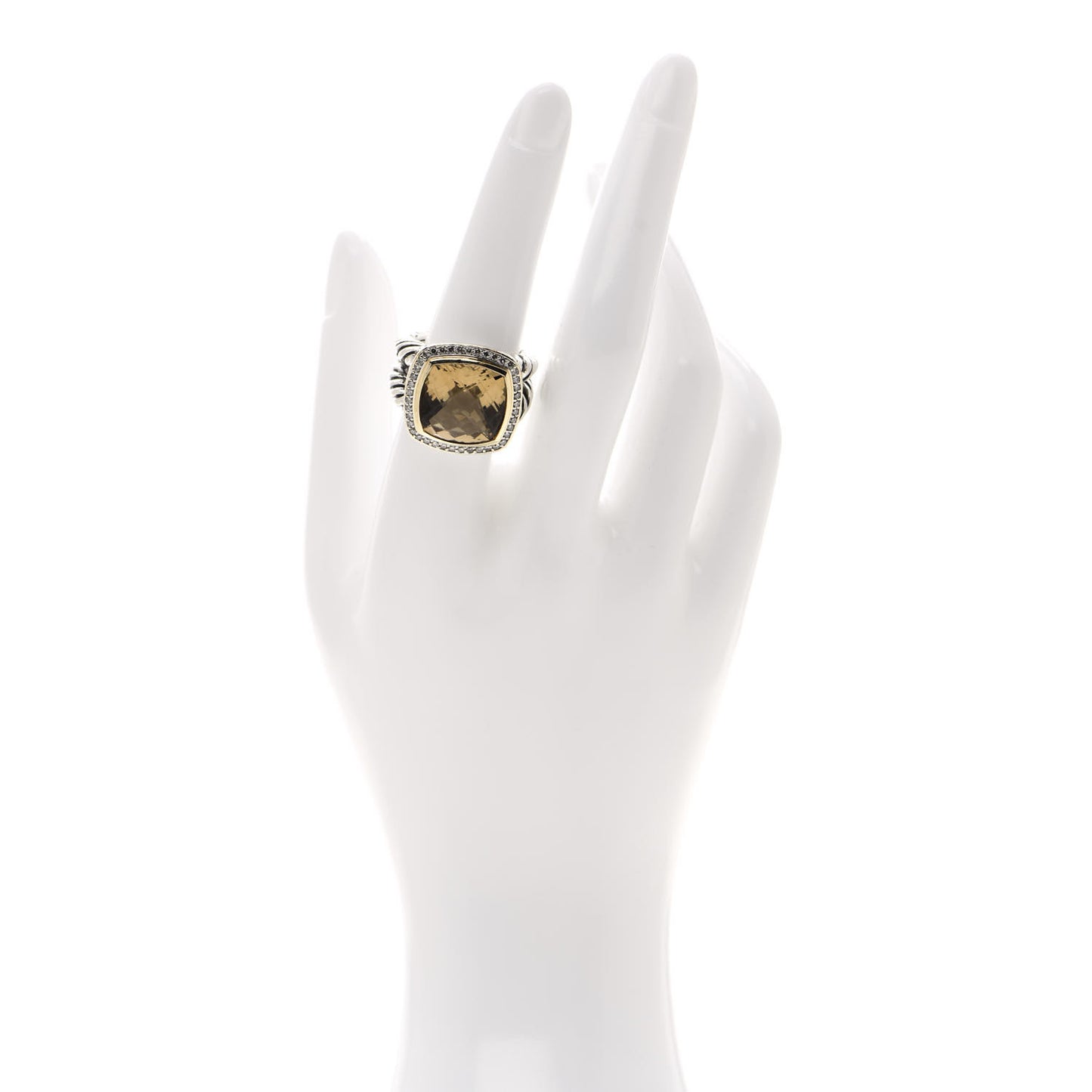 Sterling Silver 18K Yellow Gold Diamond Champagne Citrine 14mm Albion Ring 54 7