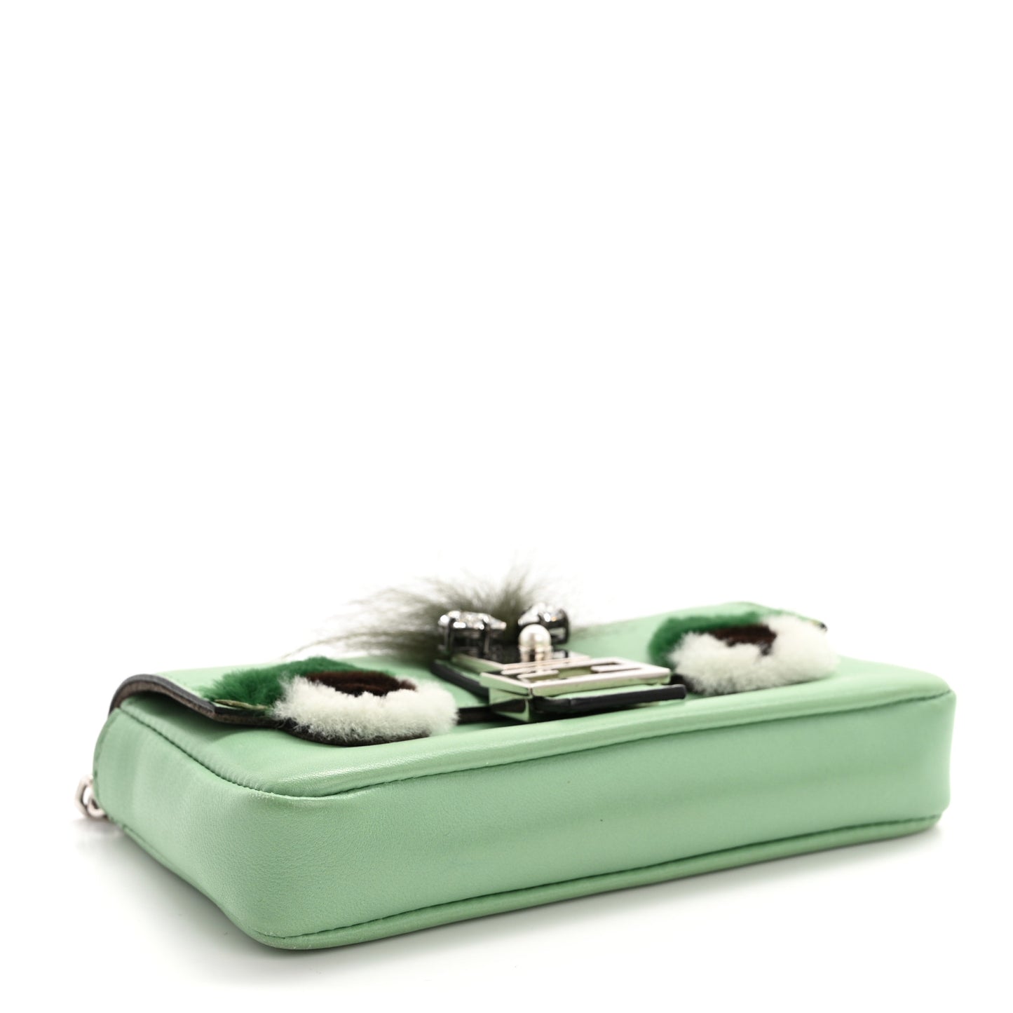 Nappa Rabbit Fox Fur Micro Buggie Baguette Verde Acqua