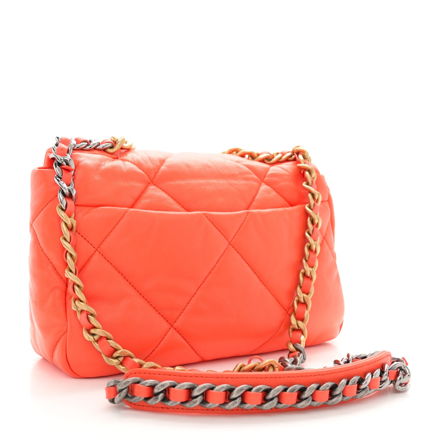 Goatskin Quilted Medium Chanel 19 Flap Orange