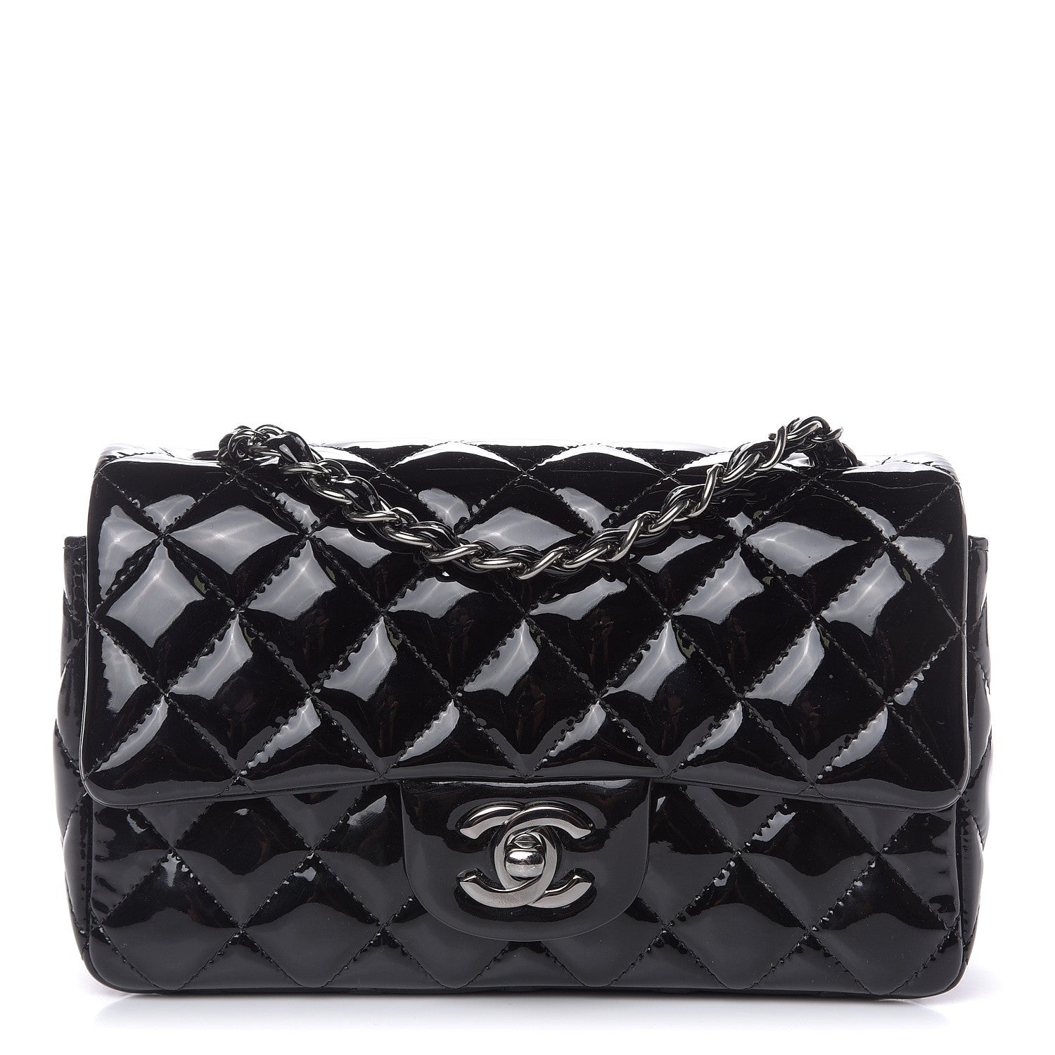 Chanel Patent Calfskin Quilted Mini Rectangular Flap Black 483129 ...