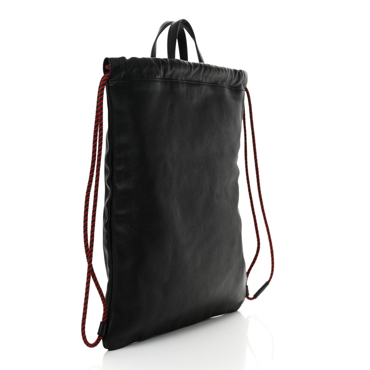 Calfskin Logo Drawstring Backpack Black
