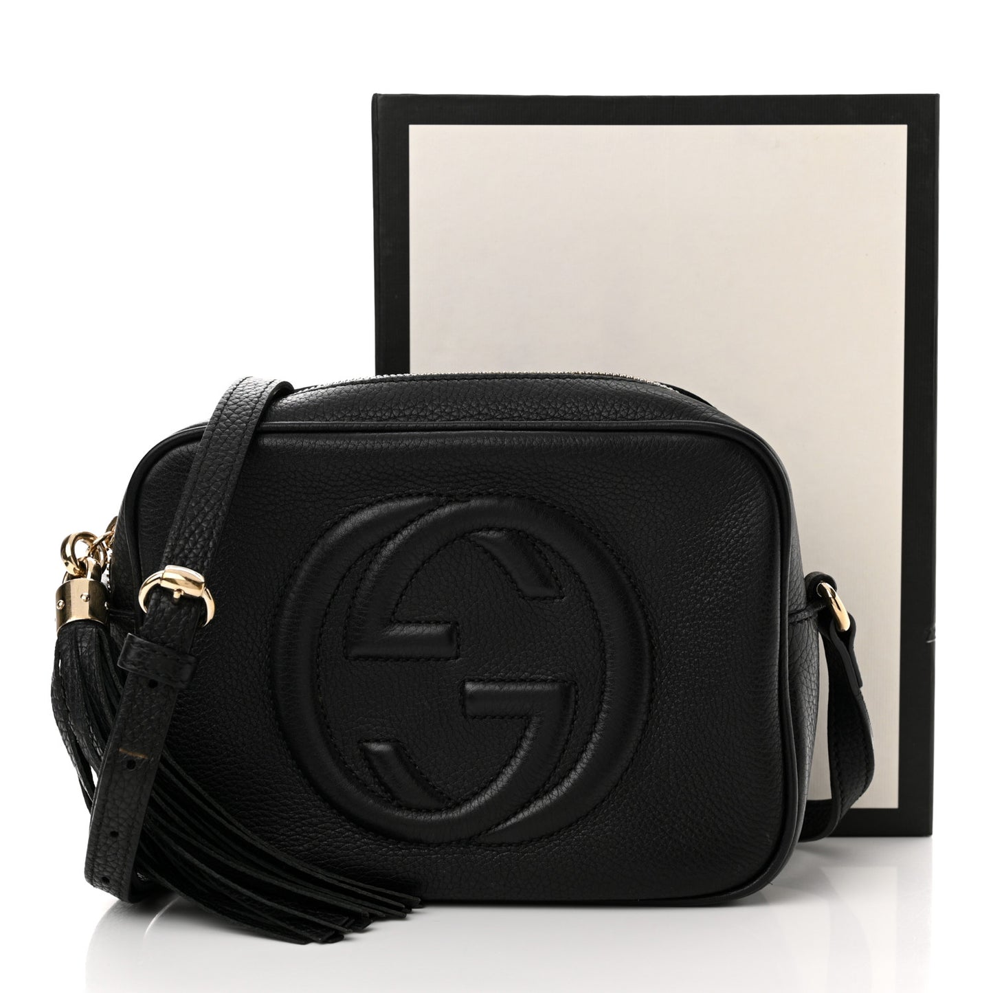 Pebbled Calfskin Small Soho Disco Bag Black