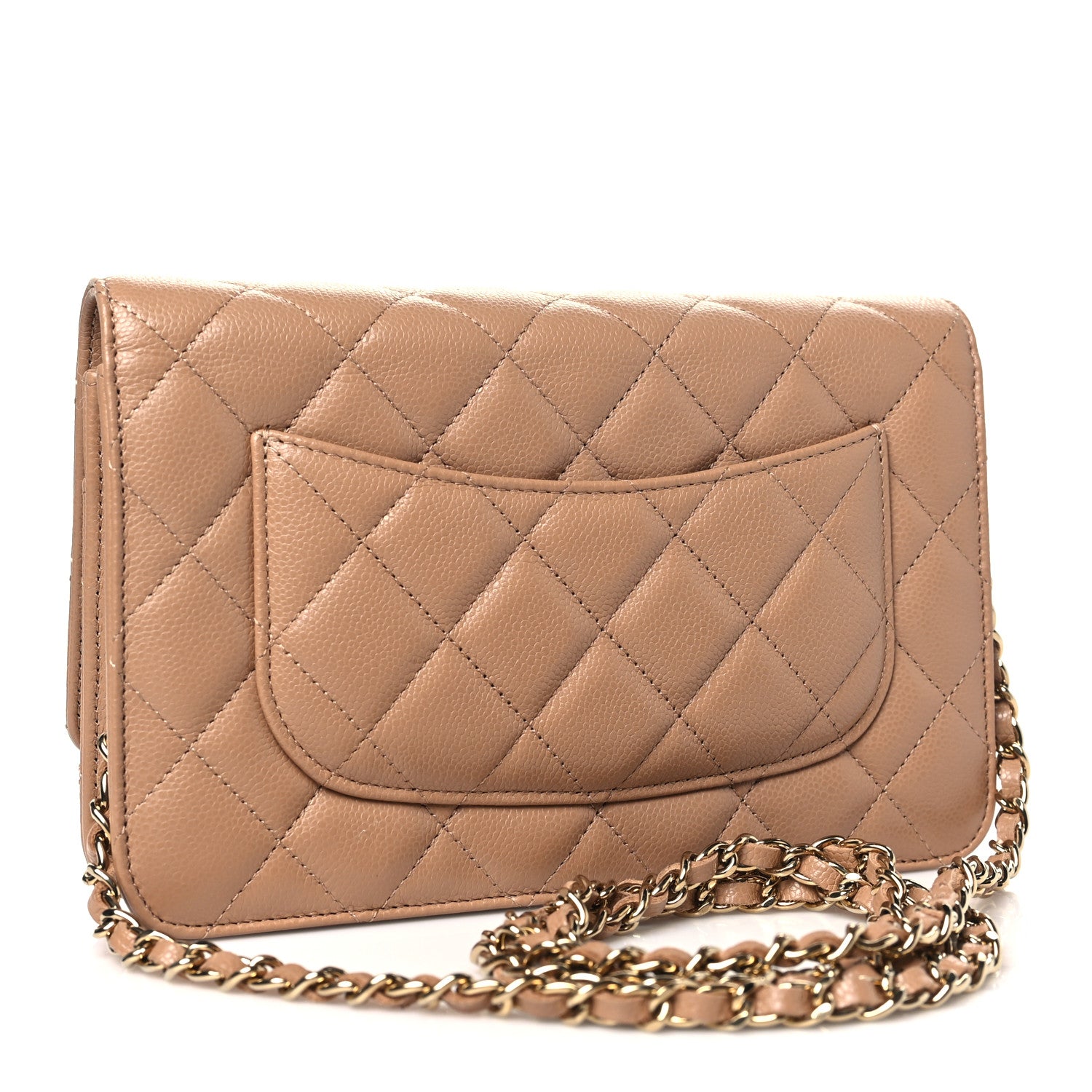 Chanel Caviar Quilted Wallet on Chain WOC Dark Beige 3 of 12