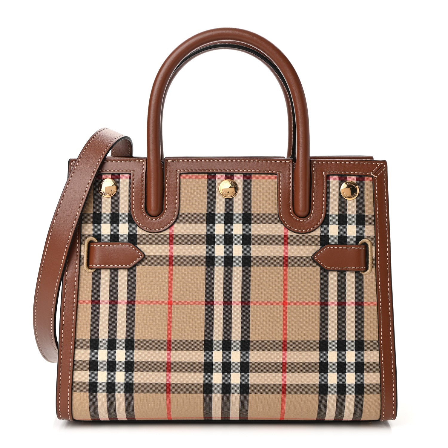 Burberry Calfskin Vintage Check Mini Two Handle Title Bag Archive
