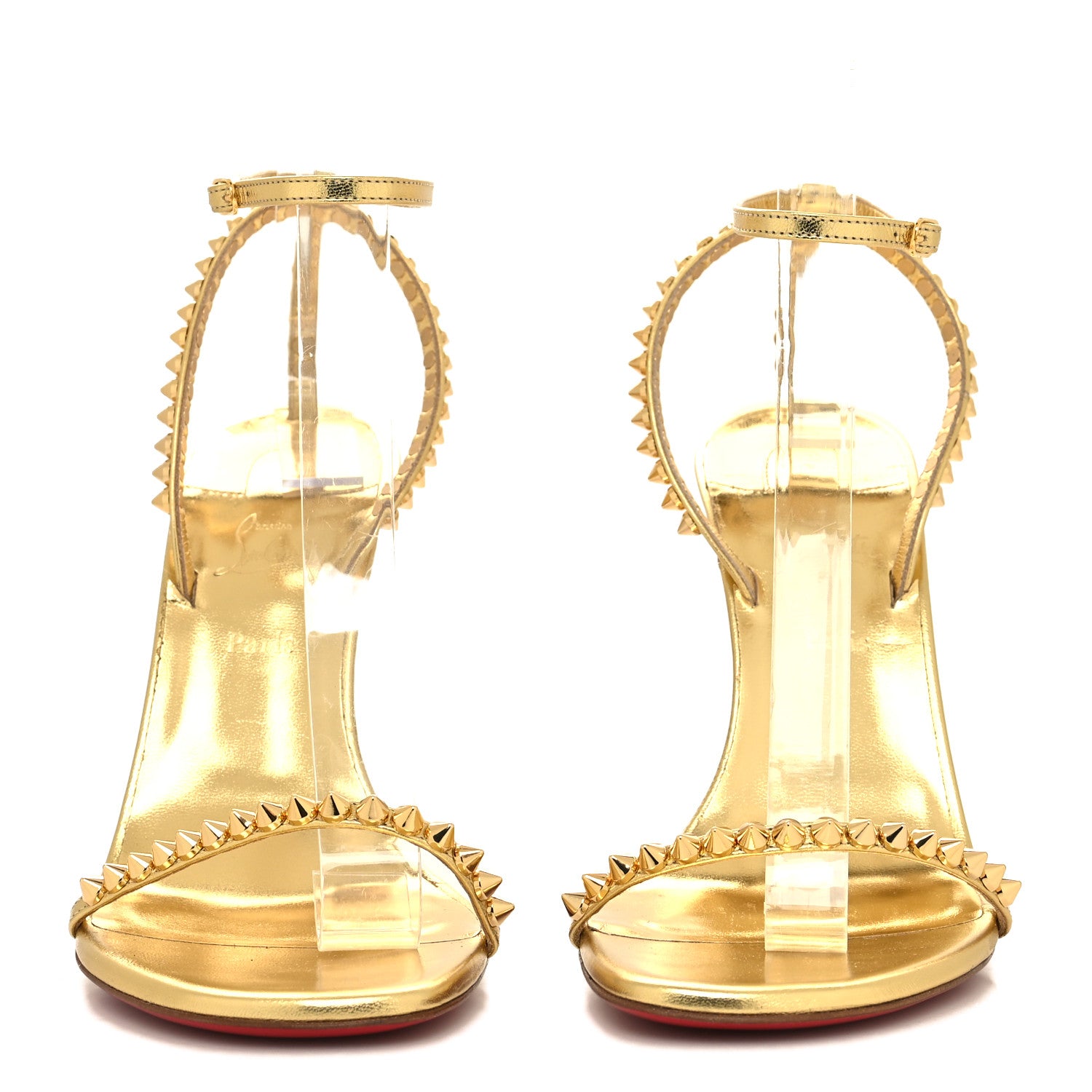 Christian Louboutin Metallic Kid Spiked So Me 100 Sandals 38 Gold 2 of 8