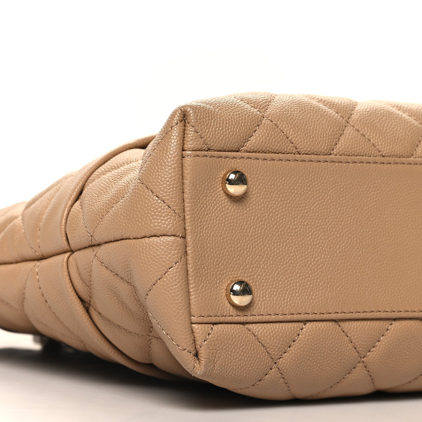 Caviar Quilted Rolled Up Tote Beige