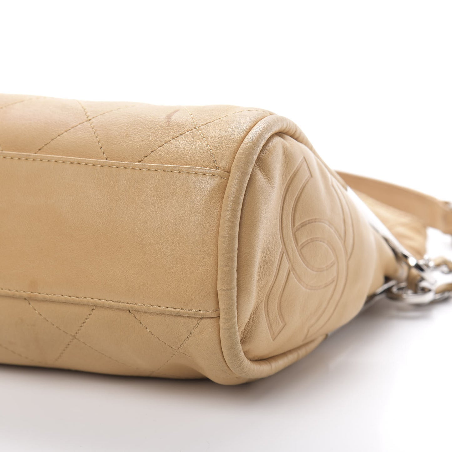 Lambskin Stitched Medium Ultimate Soft Tote Beige