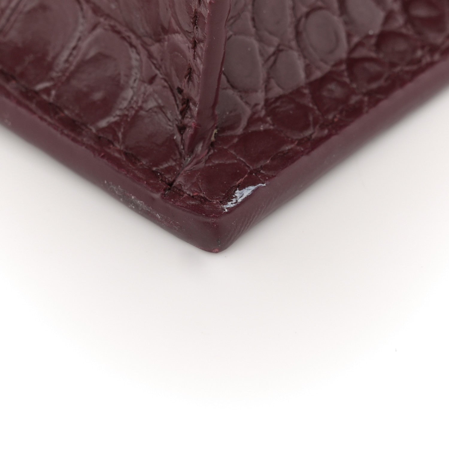 Saint Laurent Calfskin Crocodile Embossed Kate Monogram Tassel Chain Wallet Rouge Legion 14 of 14