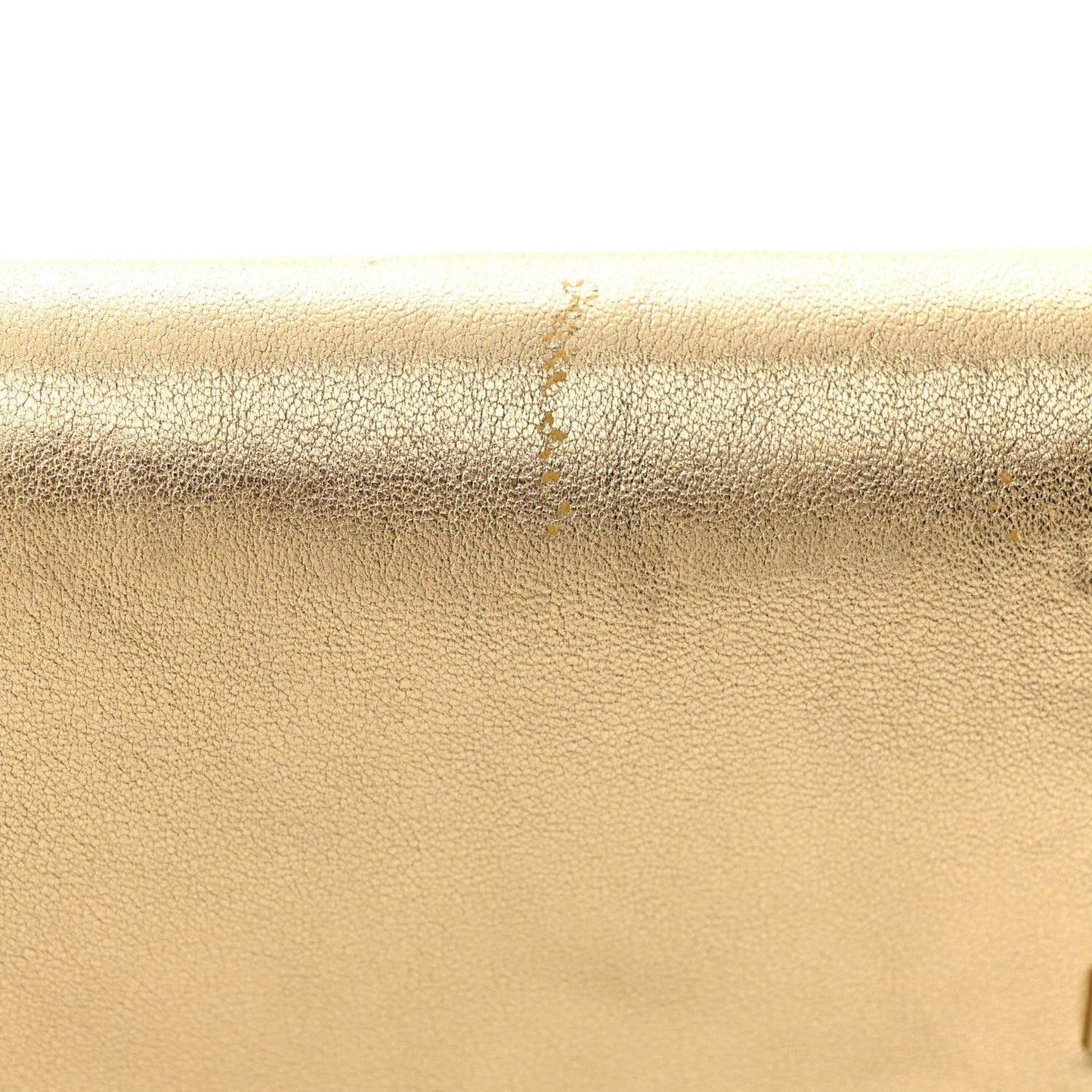 Metallic Calfskin Rockstud Side Slip Wristlet Clutch Gold