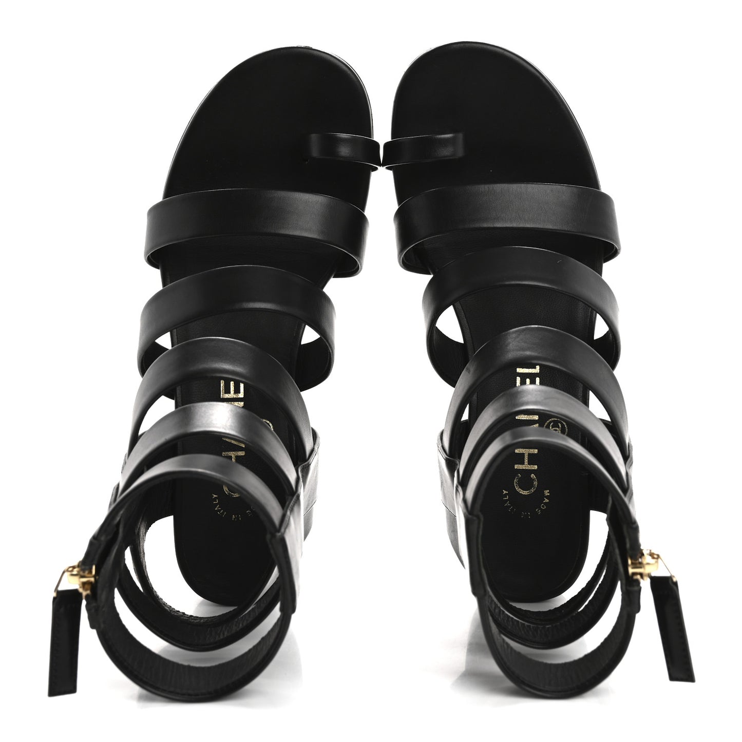 Calfskin Gladiator Sandals 35 Black