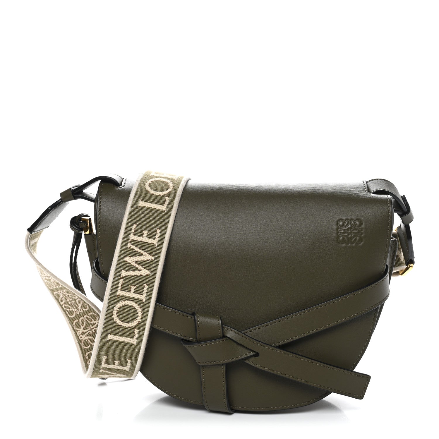Loewe Calfskin Jacquard Small Gate Dual Bag Autumn Green 1852073