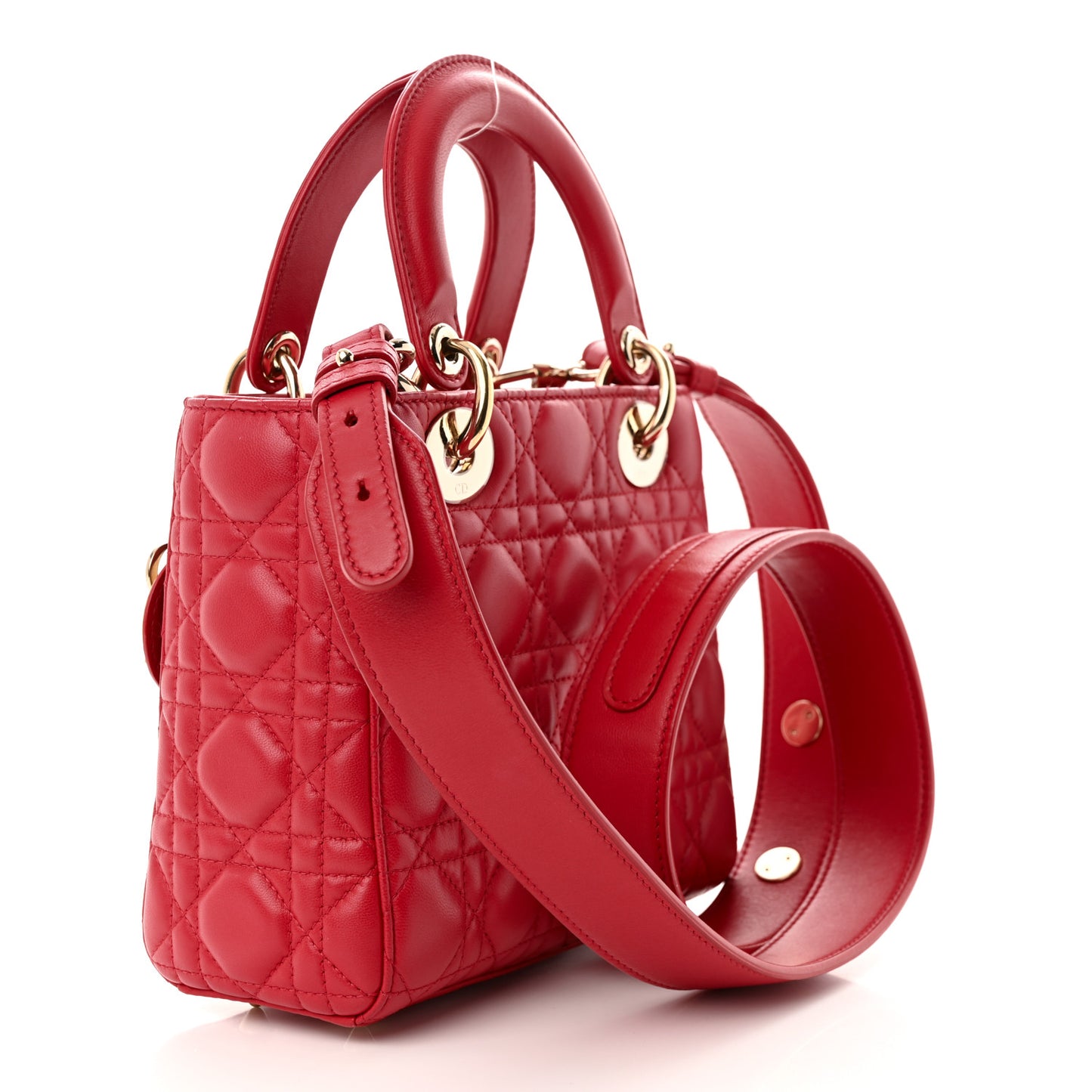 Lambskin Cannage Small Lucky Badges My Lady Dior Red