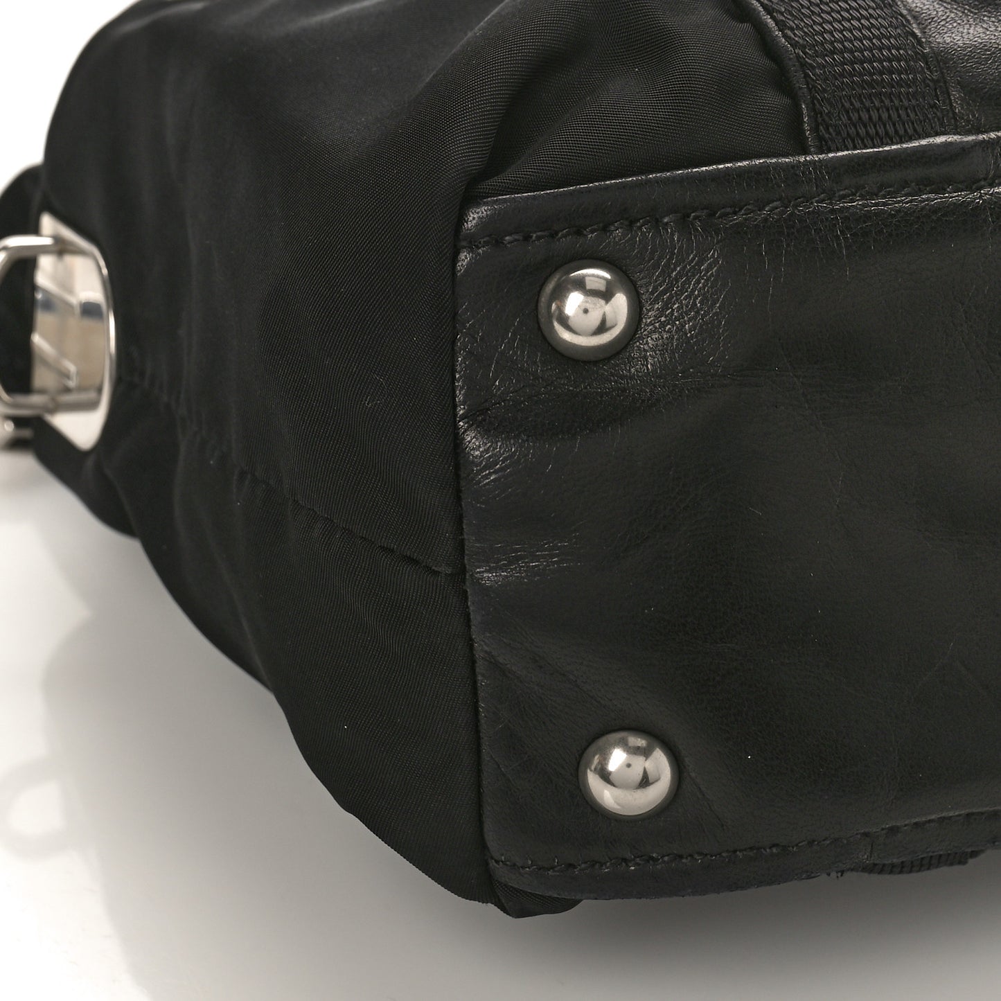 Tessuto Nylon Soft Calfskin Shopping Satchel Black