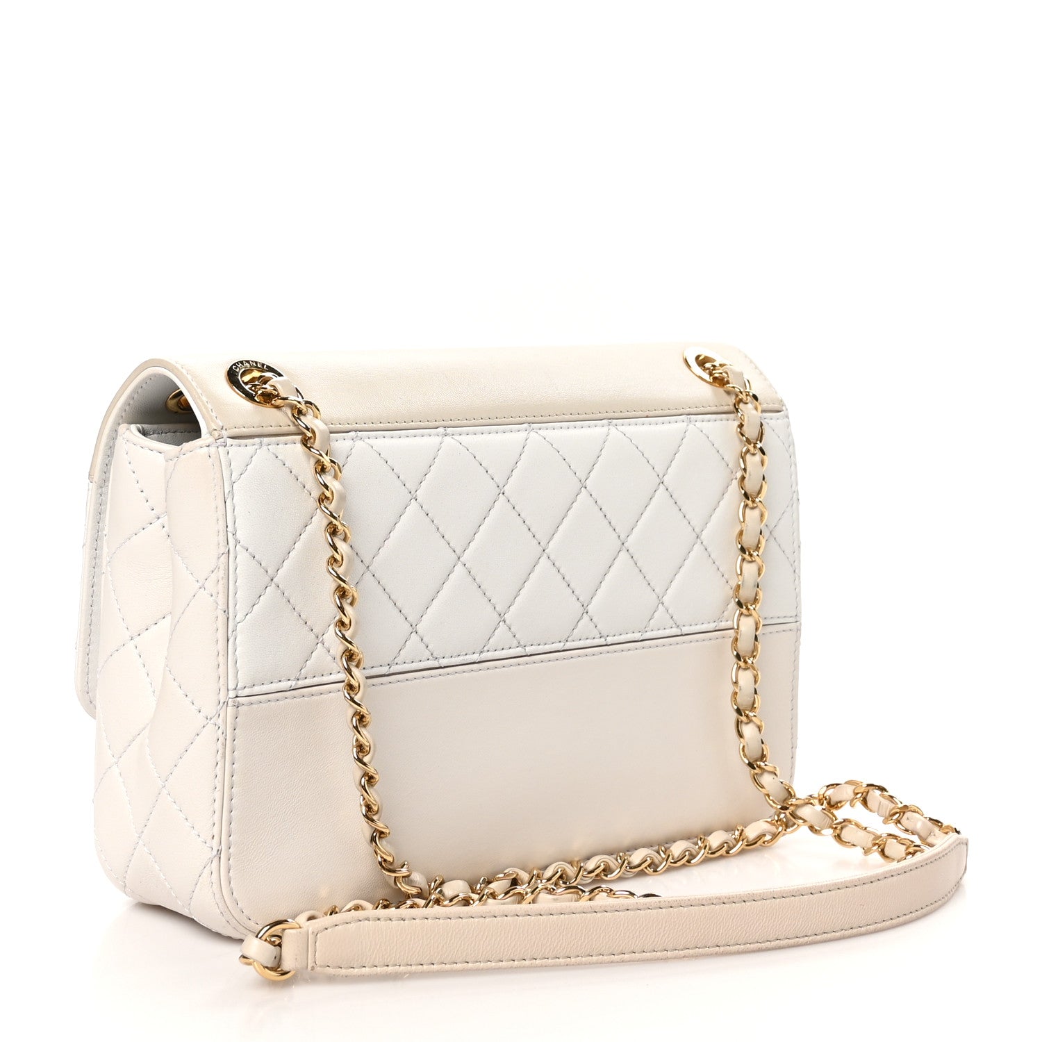 Chanel Lambskin Calfskin Quilted Shoulder Flap Bag Beige White 3 of 11