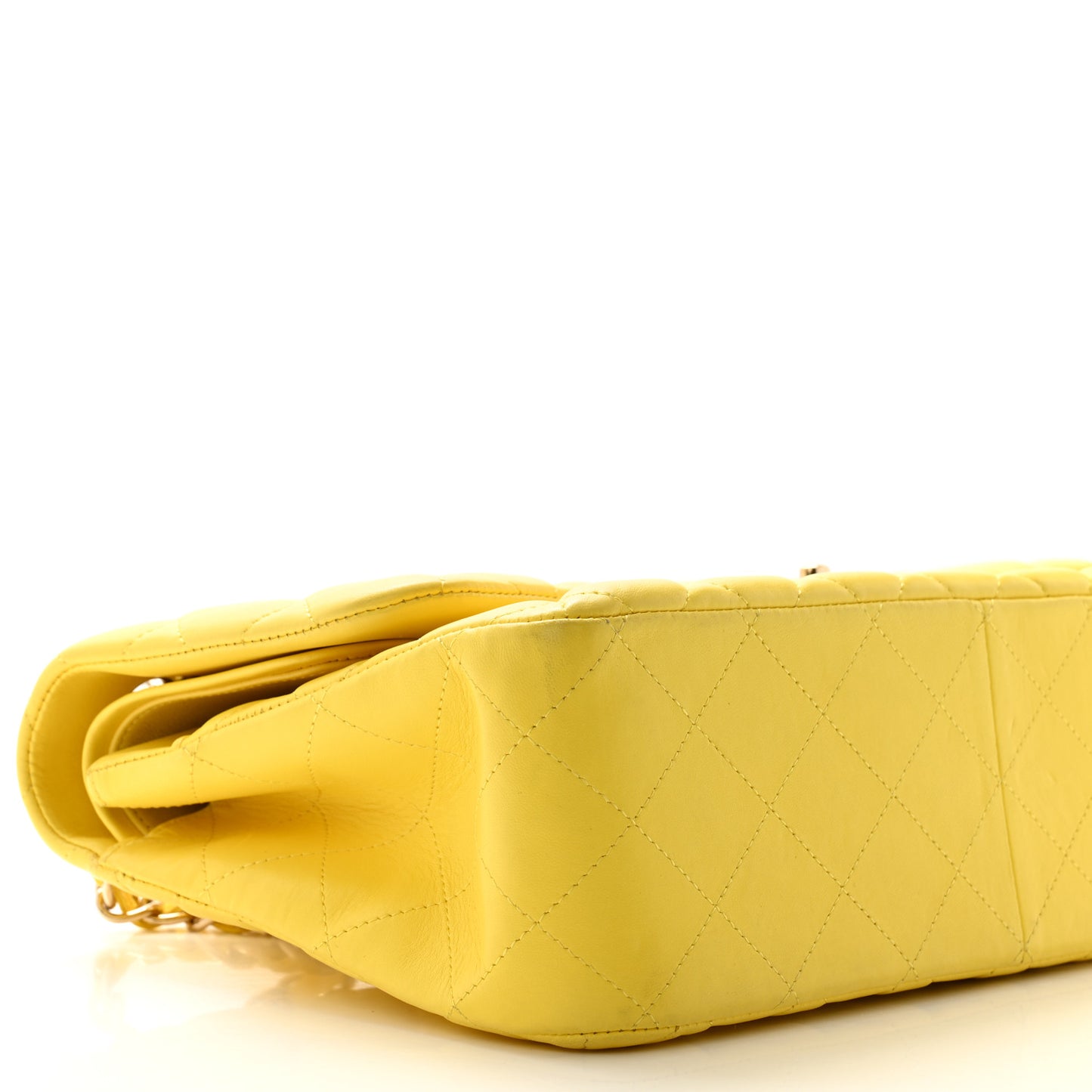 Lambskin Quilted Jumbo Double Flap Yellow