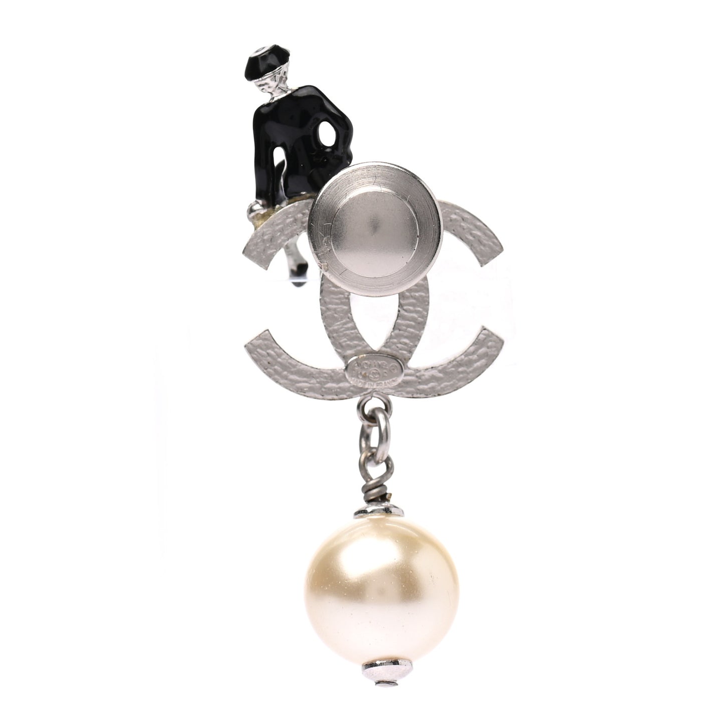 Pearl Resin Coco Pin Brooch Black Ivory